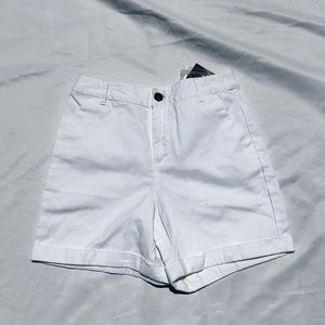 High Waisted White Paper Bag Shorts
